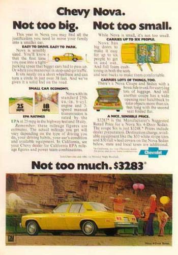 Image of the 1976 Nova AD: Sedan Not too Big not too small 